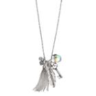 Mudd&reg; Skeleton Key, Leaf & Tassel Charm Necklace, Women's, Silver