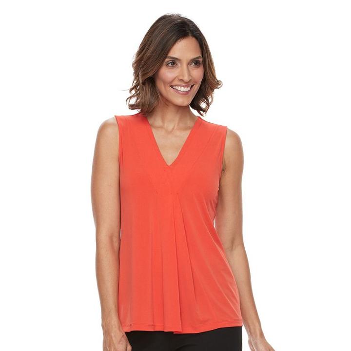 Women's Dana Buchman Pleated V-neck Tank, Size: Xs, Brt Red