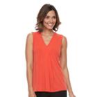 Women's Dana Buchman Pleated V-neck Tank, Size: Xs, Brt Red