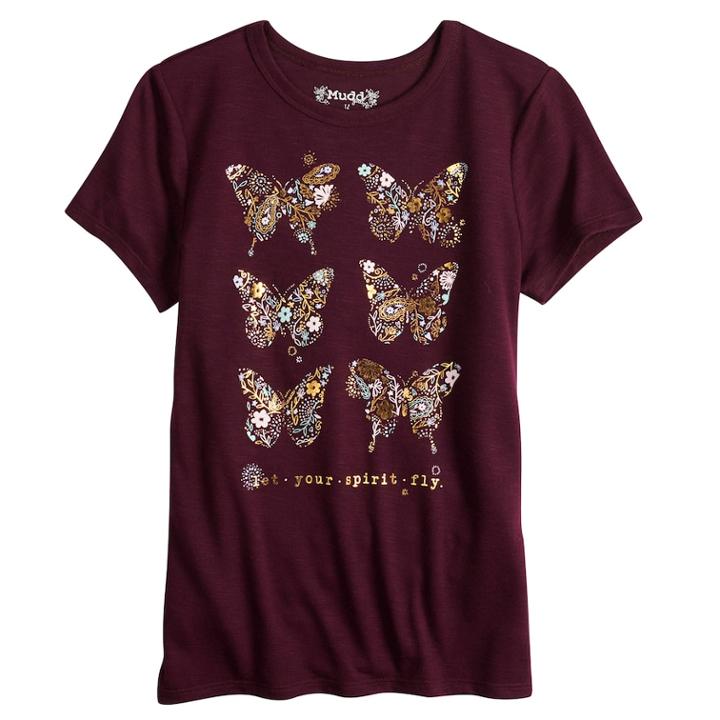 Girls 7-16 & Plus Size Mudd&reg; Graphic Tee, Size: 10, Drk Purple