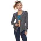 Women's Tek Gear&reg; Hooded Long Sleeve Wrap, Size: Xs, Dark Grey