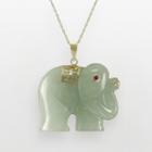 10k Gold Jade And Ruby Elephant Pendant, Women's, Size: 18, Green