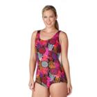 Women's Dolfin Medallion Conservative Scoop Back One-piece Swimsuit, Size: 22 Comp, Med Blue