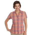 Women's Woolrich Carrabelle Plaid Button-down Shirt, Size: Medium, Pink
