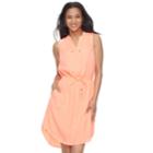 Women's Apt. 9&reg; Drawstring Shirtdress, Size: Xl, Brt Orange