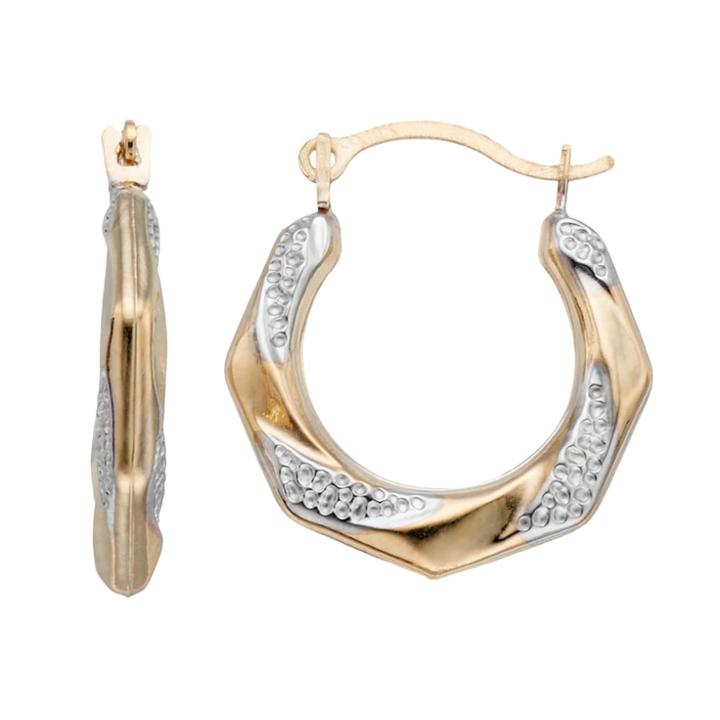 Taylor Grace Two Tone 10k Gold Textured Hoop Earrings, Women's, Yellow