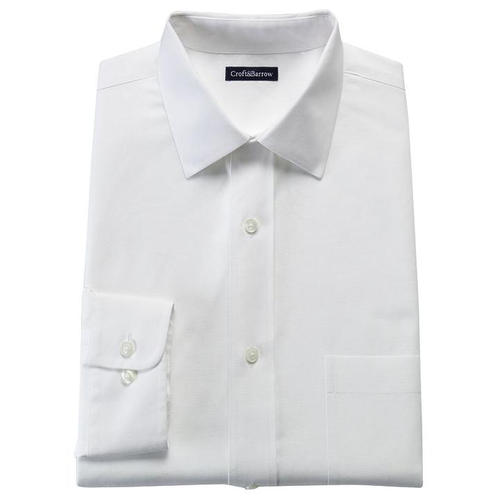 Men's Croft & Barrow&reg; Slim-fit No-iron Spread-collar Dress Shirt, Size: 17-32/33, White