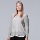 Plus Size Simply Vera Vera Wang Lace Crewneck Top, Women's, Size: 2xl, Light Grey