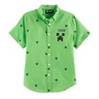 Boys 8-20 Minecraft Creeper Button-down Shirt, Size: Xs, Green