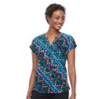 Women's Dana Buchman Print Splitneck Top, Size: Xl, Turquoise/blue (turq/aqua)