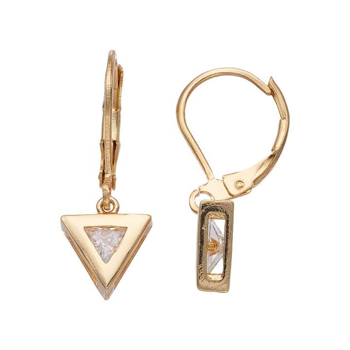 Lc Lauren Conrad Triangle Nickel Free Drop Earrings, Women's, Gold