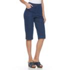 Women's Croft & Barrow&reg; Buttoned-hem Pull On Capris, Size: Medium, Dark Blue