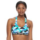 Women's Rbx Geometric Racerback Bikini Top, Size: Large, Turquoise/blue (turq/aqua)