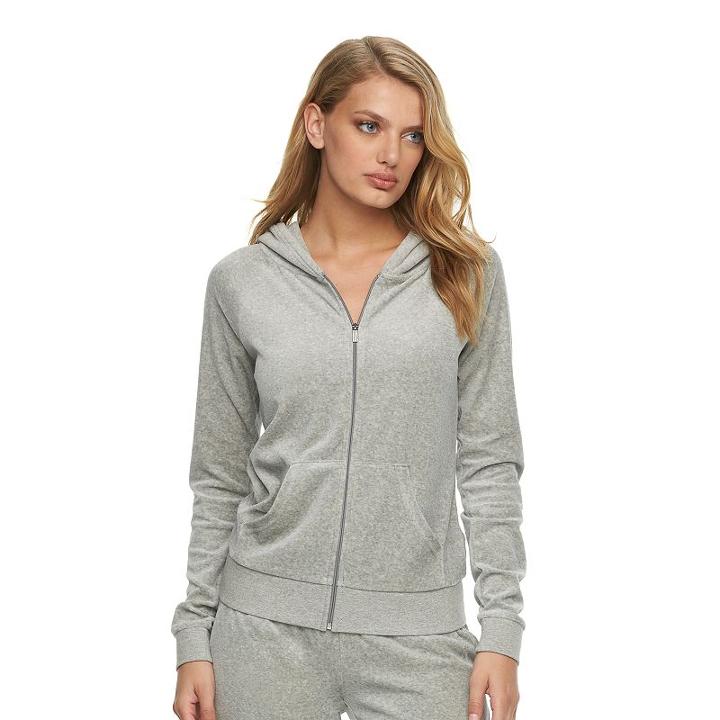 Women's Juicy Couture Velour Hoodie Jacket, Size: Medium, Grey Other