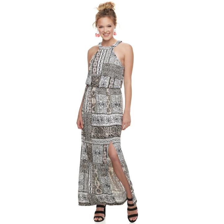 Juniors' Three Pink Hearts Halter Maxi Dress, Teens, Size: Small, Oxford