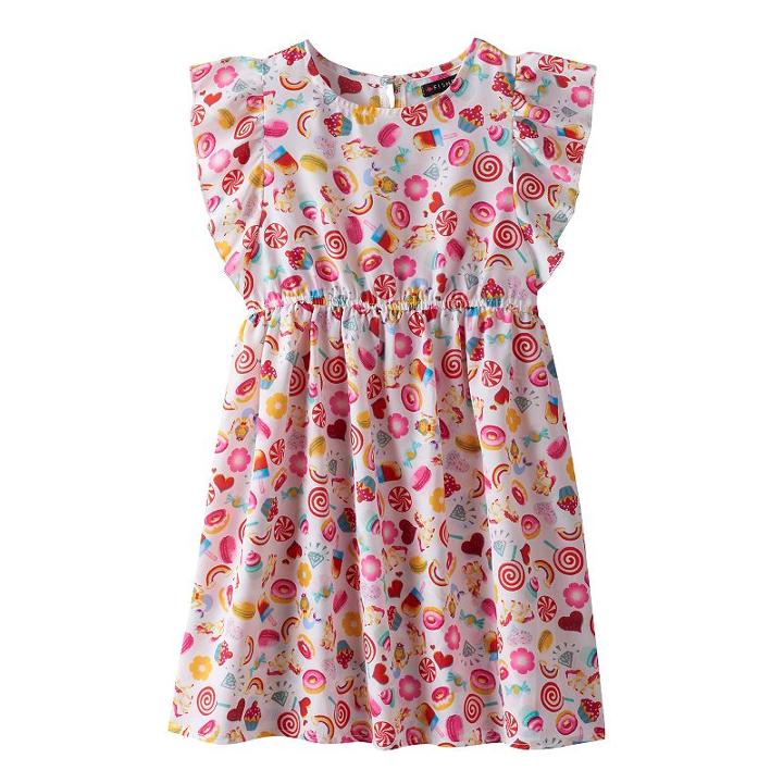 Girls 4-6x Emerald Sundae Emoji Flutter Sleeve Dress, Girl's, Size: 6, White Oth