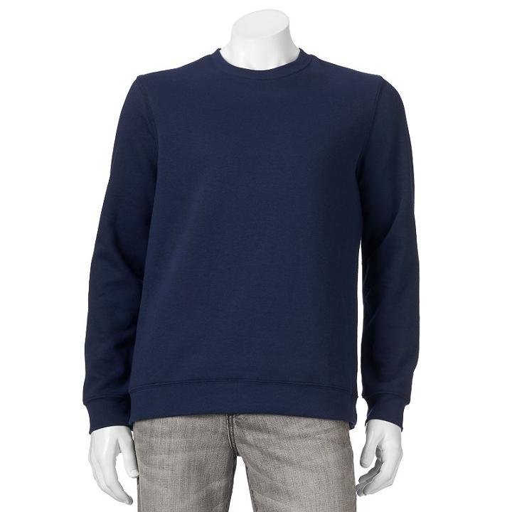 Men's Croft & Barrow&reg; Easy-care Fleece Crewneck Sweatshirt, Size: Medium, Dark Blue