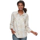 Women's Columbia Wildscape Flannel Plaid Roll-tab Shirt, Size: Small, White