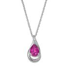 Sterling Silver Lab-created Pink & White Sapphire Teardrop Pendant, Women's, Size: 18