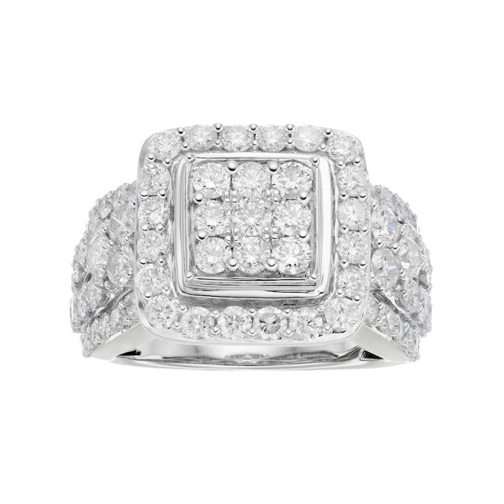 10k White Gold 3 Ct. T.w. Diamond Cluster Ring, Women's, Size: 8