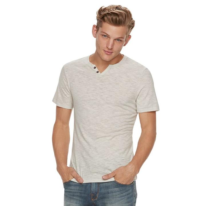 Big & Tall Rock & Republic Textured Notchneck Tee, Men's, Size: L Tall, Med Beige