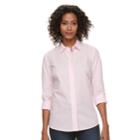 Women's Croft & Barrow&reg; Ruffle Placket Button-down Shirt, Size: Medium, Med Pink