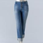 Women's Simply Vera Vera Wang Button-fly Capri Jeans, Size: 12, Dark Blue