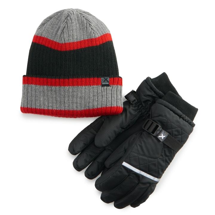 Boys 4-20 Zeroxposur Shield Hat & Gloves Set, Size: L/xl, Black
