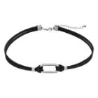 Men's Black Faux Suede Oval Link Knotted Choker Necklace