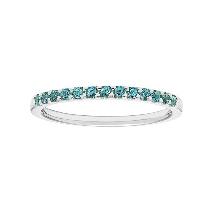14k White Gold Lab-created Alexandrite Stackable Ring, Women's, Size: 5, Blue