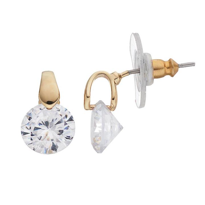 Dana Buchman Cubic Zirconia Drop Earrings, Women's, White