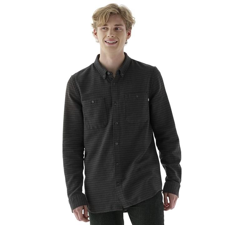 Men's Vans Linear Button-down Shirt, Size: Medium, Black