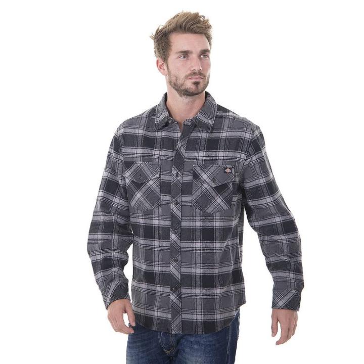 Men's Dickies Plaid Flannel Shirt, Size: Medium, Black