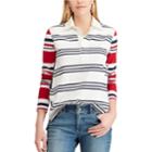 Women's Chaps Striped Rugby Shirt, Size: Xl, White