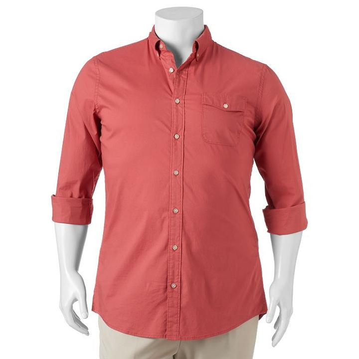 Big & Tall Sonoma Goods For Life&trade; Flexwear Modern-fit Poplin Button-down Shirt, Men's, Size: 2xb, Med Pink