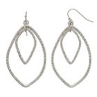 Textured Nickel Free Hoop Drop Earrings, Women's, Silver