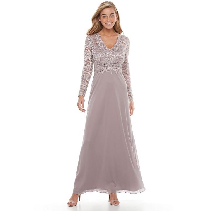Women's 1 By 8 Illusion Lace Evening Gown, Size: 10, Med Purple