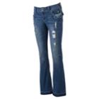 Juniors' Amethyst Ripped Denim Flare Jeans, Teens, Size: 0, Dark Blue