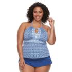 Plus Size Apt. 9&reg; High Neck Keyhole Tankini Top, Women's, Size: 1xl, Dark Blue