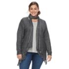 Plus Size Sonoma Goods For Life&trade; Scarf Cardigan Sweater, Women's, Size: 2xl, Dark Grey