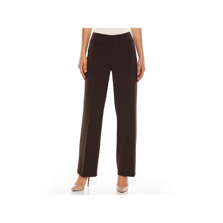 Ab Studio Milan Straight-leg Dress Pants - Women's, Size: 14 T/l, Brown