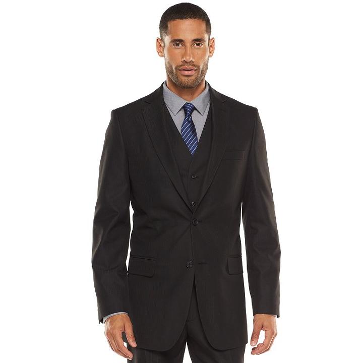 Men's Apt. 9&reg; Modern-fit Striped Dark Gray Suit Jacket & Vest, Size: 46 - Regular, Grey