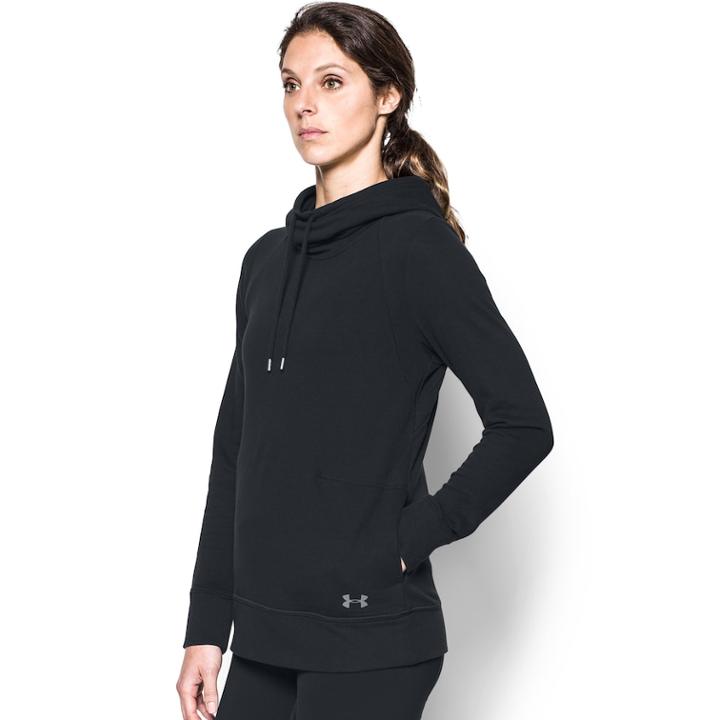 Women's Under Armour French Terry Open Back Hoodie, Size: Medium, Black