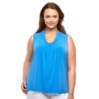 Plus Size Dana Buchman Printed Knot-front Top, Women's, Size: 1xl, Med Blue