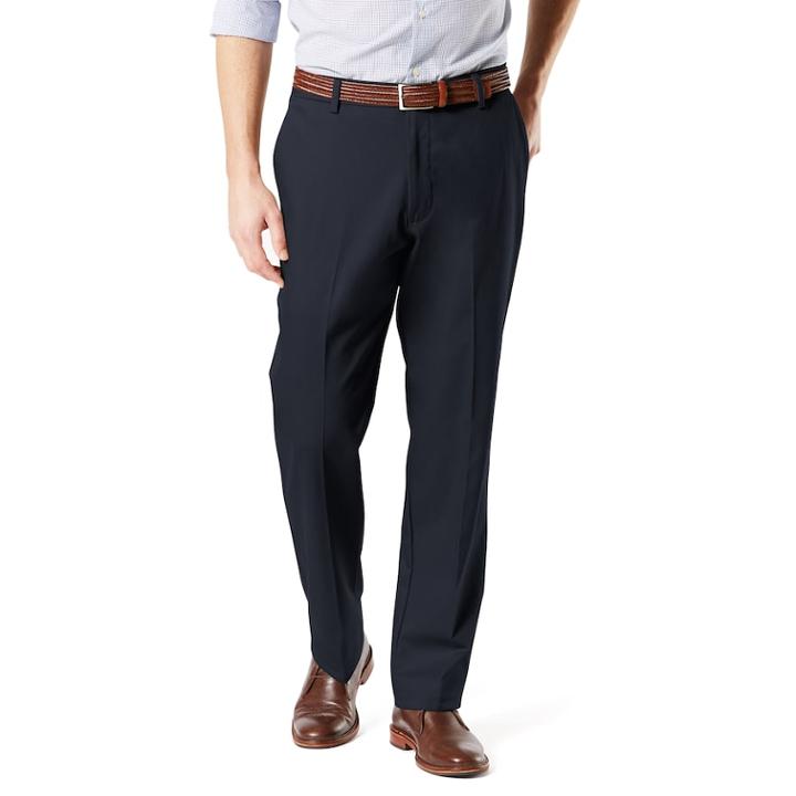 Men's Dockers&reg; Signature Khaki Lux Classic-fit Stretch Pants D3, Size: 42x32, Blue (navy)