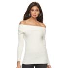 Women's Jennifer Lopez Off-the-shoulder Ribbed Sweater, Size: Xl, Natural