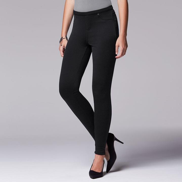 Simply Vera Vera Wang Fleece-lined Leggings, Women's, Size: Medium, Black