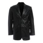 Men's Excelled Three-button Leather Jacket, Size: 40 Long, Black