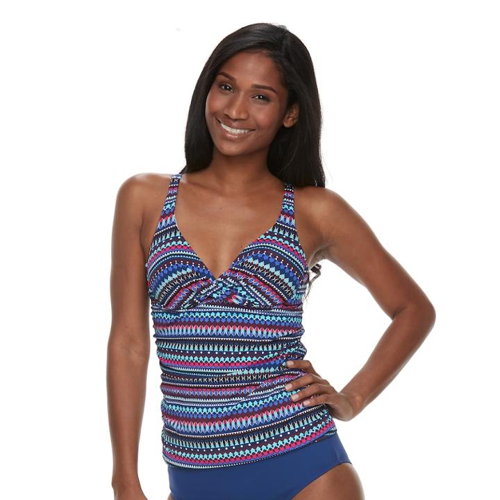 Women's Apt. 9® Molded Push-up Swim Tankini Top, Size: Large, Tribal Triangles