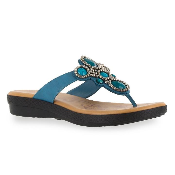 Easy Street Begem Women's Jeweled Sandals, Size: Medium (8.5), Turquoise/blue (turq/aqua)